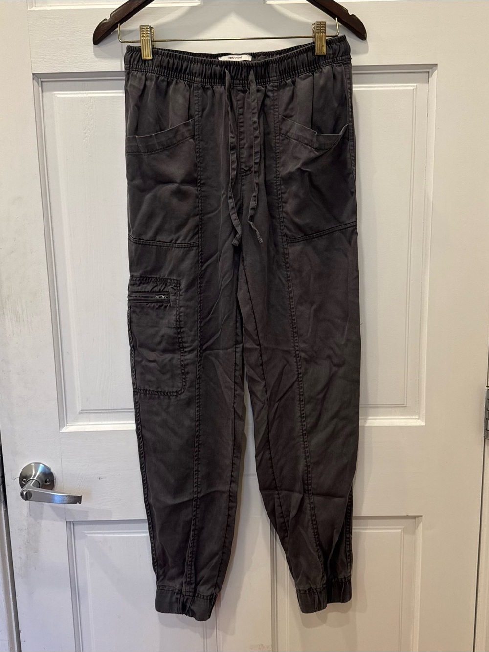 Nicole Miller Gray Lyocell Cargo Jogger Pants Utility Minimalist Quiet Luxury S